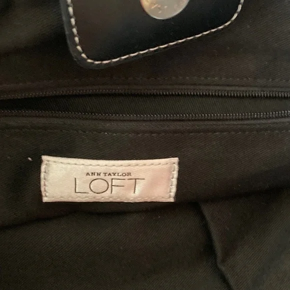 Women’s Ann Taylor Loft Leather Tote Bag Black - Picture 5 of 6